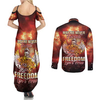 Hawaii Veterans Day Couples Matching Summer Maxi Dress and Long Sleeve Button Shirt May We Never Forget Freedom Isn't Free