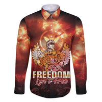 Hawaii Veterans Day Family Matching Off The Shoulder Long Sleeve Dress and Hawaiian Shirt May We Never Forget Freedom Isn't Free LT05 Dad's Shirt - Long Sleeve Red - Polynesian Pride