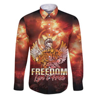 Hawaii Veterans Day Family Matching Puletasi and Hawaiian Shirt May We Never Forget Freedom Isn't Free LT05 Dad's Shirt - Long Sleeve Red - Polynesian Pride