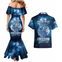 Federated States of Micronesia Veterans Day Couples Matching Mermaid Dress and Hawaiian Shirt May We Never Forget Freedom Isn't Free LT05 - Polynesian Pride