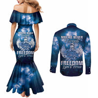Federated States of Micronesia Veterans Day Couples Matching Mermaid Dress and Long Sleeve Button Shirt May We Never Forget Freedom Isn't Free LT05 - Polynesian Pride