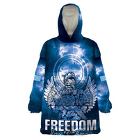 Federated States of Micronesia Veterans Day Wearable Blanket Hoodie May We Never Forget Freedom Isn't Free LT05 One Size Blue - Polynesian Pride