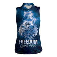 Federated States of Micronesia Veterans Day Women Sleeveless Polo Shirt May We Never Forget Freedom Isn't Free LT05 Female Blue - Polynesian Pride