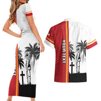 French Polynesia Armistice Day Couples Matching Short Sleeve Bodycon Dress and Hawaiian Shirt Lest We Forget Flag Style LT05 - Polynesian Pride