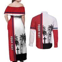 Wallis and Futuna Armistice Day Couples Matching Off Shoulder Maxi Dress and Long Sleeve Button Shirt Lest We Forget Flag Style LT05 - Polynesian Pride