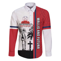 Wallis and Futuna Armistice Day Family Matching Summer Maxi Dress and Hawaiian Shirt Lest We Forget Flag Style LT05 Dad's Shirt - Long Sleeve White - Polynesian Pride