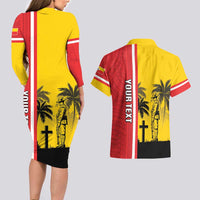 Marquesas Islands Armistice Day Couples Matching Long Sleeve Bodycon Dress and Hawaiian Shirt Lest We Forget Flag Style LT05 - Polynesian Pride