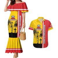 Marquesas Islands Armistice Day Couples Matching Mermaid Dress and Hawaiian Shirt Lest We Forget Flag Style LT05 Yellow - Polynesian Pride