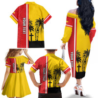 Marquesas Islands Armistice Day Family Matching Off The Shoulder Long Sleeve Dress and Hawaiian Shirt Lest We Forget Flag Style LT05 - Polynesian Pride