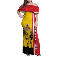 Marquesas Islands Armistice Day Family Matching Off Shoulder Maxi Dress and Hawaiian Shirt Lest We Forget Flag Style LT05 Mom's Dress Yellow - Polynesian Pride