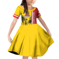 Marquesas Islands Armistice Day Family Matching Off Shoulder Short Dress and Hawaiian Shirt Lest We Forget Flag Style LT05 Daughter's Dress Yellow - Polynesian Pride