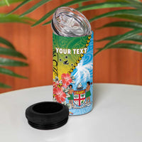 Personalised Malampa Fiji Day 4 in 1 Can Cooler Tumbler Tribal Pattern With Tropical Flowers LT05 - Polynesian Pride