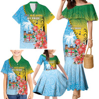 Personalised Malampa Fiji Day Family Matching Mermaid Dress and Hawaiian Shirt Tribal Pattern With Tropical Flowers LT05 - Polynesian Pride