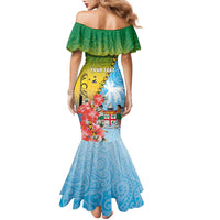 Personalised Malampa Fiji Day Family Matching Mermaid Dress and Hawaiian Shirt Tribal Pattern With Tropical Flowers LT05 - Polynesian Pride