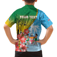 Personalised Malampa Fiji Day Family Matching Off The Shoulder Long Sleeve Dress and Hawaiian Shirt Tribal Pattern With Tropical Flowers LT05 - Polynesian Pride