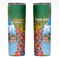 Personalised Malampa Fiji Day Skinny Tumbler Tribal Pattern With Tropical Flowers LT05 Colorful - Polynesian Pride