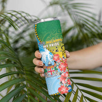 Personalised Malampa Fiji Day Skinny Tumbler Tribal Pattern With Tropical Flowers LT05 - Polynesian Pride