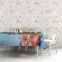 Malampa Fiji Day Tablecloth Tribal Pattern With Tropical Flowers - Polynesian Pride