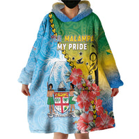 Personalised Malampa Fiji Day Wearable Blanket Hoodie Tribal Pattern With Tropical Flowers LT05 - Polynesian Pride