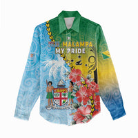 Personalised Malampa Fiji Day Women Casual Shirt Tribal Pattern With Tropical Flowers LT05 - Polynesian Pride