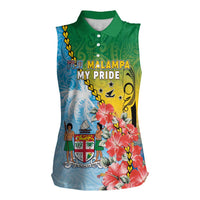 Personalised Malampa Fiji Day Women Sleeveless Polo Shirt Tribal Pattern With Tropical Flowers LT05 Female Colorful - Polynesian Pride