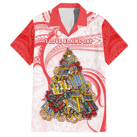 Personalized Happy Boxing Day Family Matching Short Sleeve Bodycon Dress and Hawaiian Shirt Polynesian Gift Boxes Christmas Tree LT05 Dad's Shirt - Short Sleeve Red - Polynesian Pride