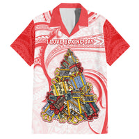 Personalized Happy Boxing Day Family Matching Tank Maxi Dress and Hawaiian Shirt Polynesian Gift Boxes Christmas Tree LT05 Dad's Shirt - Short Sleeve Red - Polynesian Pride