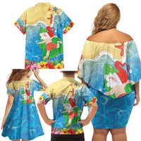 Christmas In Hawaii Family Matching Off Shoulder Short Dress and Hawaiian Shirt Tis The Sea Sun LT05 - Polynesian Pride