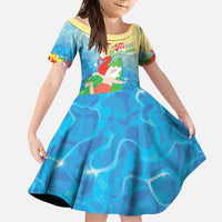 Christmas In Hawaii Family Matching Puletasi and Hawaiian Shirt Tis The Sea Sun LT05 Daughter's Dress Blue - Polynesian Pride
