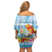 Personalised Hawaii Funny Thanksgiving Family Matching Off Shoulder Short Dress and Hawaiian Shirt Thankful From The Beach LT05 - Polynesian Pride