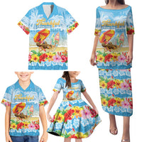 Personalised Hawaii Funny Thanksgiving Family Matching Puletasi and Hawaiian Shirt Thankful From The Beach LT05 - Polynesian Pride