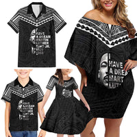 American Samoa MLK Day Family Matching Off Shoulder Short Dress and Hawaiian Shirt Polynesian Style LT05 - Polynesian Pride