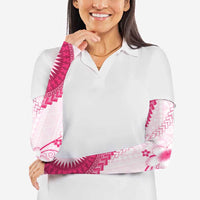Bula Fiji Arm Sleeves Pink Plumeria Masi Tapa Pattern - Polynesian Pride