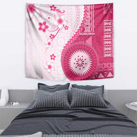 Bula Fiji Tapestry Pink Plumeria Masi Tapa Pattern - Polynesian Pride
