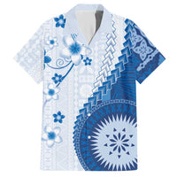 Bula Fiji Hawaiian Shirt Blue Plumeria Masi Tapa Pattern - Polynesian Pride