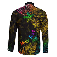 Personalised New Zealand Wellington Pride Family Matching Mermaid Dress and Hawaiian Shirt Rainbow Silver Fern Paua Shell LT05 - Polynesian Pride