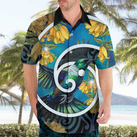 New Zealand Tui Bird Hawaiian Shirt Maori Koru With Kowhai Flowers LT05 - Polynesian Pride