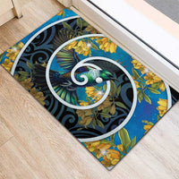 New Zealand Tui Bird Rubber Doormat Maori Koru With Kowhai Flowers LT05 - Polynesian Pride