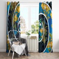 New Zealand Tui Bird Window Curtain Maori Koru With Kowhai Flowers LT05 - Polynesian Pride