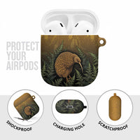 New Zealand Kiwi Bird AirPods Case Silver Fern Mix Maori Pattern