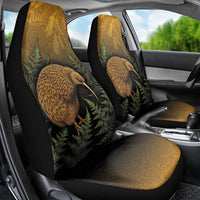 New Zealand Kiwi Bird Car Seat Cover Silver Fern Mix Maori Pattern