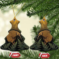 New Zealand Kiwi Bird Ceramic Ornament Silver Fern Mix Maori Pattern LT05 Christmas Tree Brown - Polynesian Pride