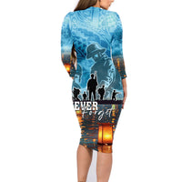Hawaii Memorial Day Lantern Floating Family Matching Long Sleeve Bodycon Dress and Hawaiian Shirt Always In Our Hearts LT05 - Polynesian Pride