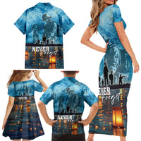 Hawaii Memorial Day Lantern Floating Family Matching Short Sleeve Bodycon Dress and Hawaiian Shirt Always In Our Hearts LT05 - Polynesian Pride