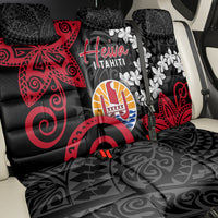 Tahiti Heiva Festival Back Car Seat Cover Floral Pattern With Coat Of Arms LT05 - Polynesian Pride