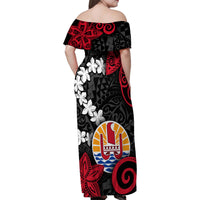 Tahiti Heiva Festival Family Matching Off Shoulder Maxi Dress and Hawaiian Shirt Floral Pattern With Coat Of Arms LT05 - Polynesian Pride