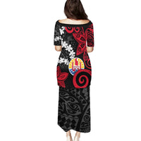 Tahiti Heiva Festival Family Matching Puletasi and Hawaiian Shirt Floral Pattern With Coat Of Arms LT05 - Polynesian Pride