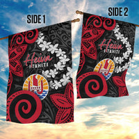 Tahiti Heiva Festival Garden Flag Floral Pattern With Coat Of Arms LT05 - Polynesian Pride