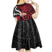 Tahiti Heiva Festival Kid Short Sleeve Dress Floral Pattern With Coat Of Arms LT05 - Polynesian Pride
