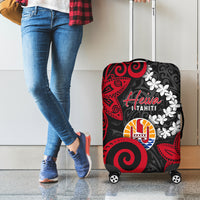 Tahiti Heiva Festival Luggage Cover Floral Pattern With Coat Of Arms LT05 - Polynesian Pride